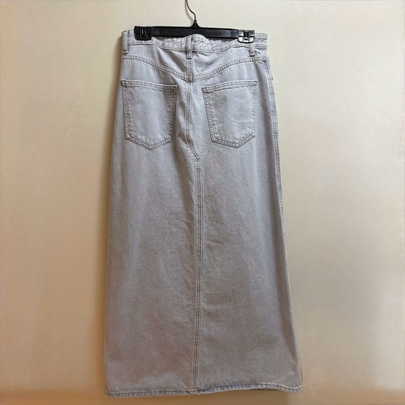 Zara Denim Maxi Skirt Light Wash High Rise Straight Fit Women’s Size M - Picture 2 of 6